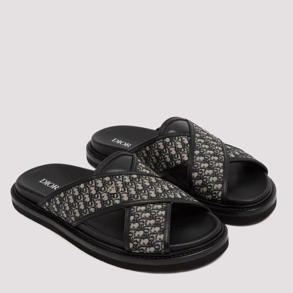 NEW Dior Aqua Oblique monogram slide sandals - Picture 1 of 9